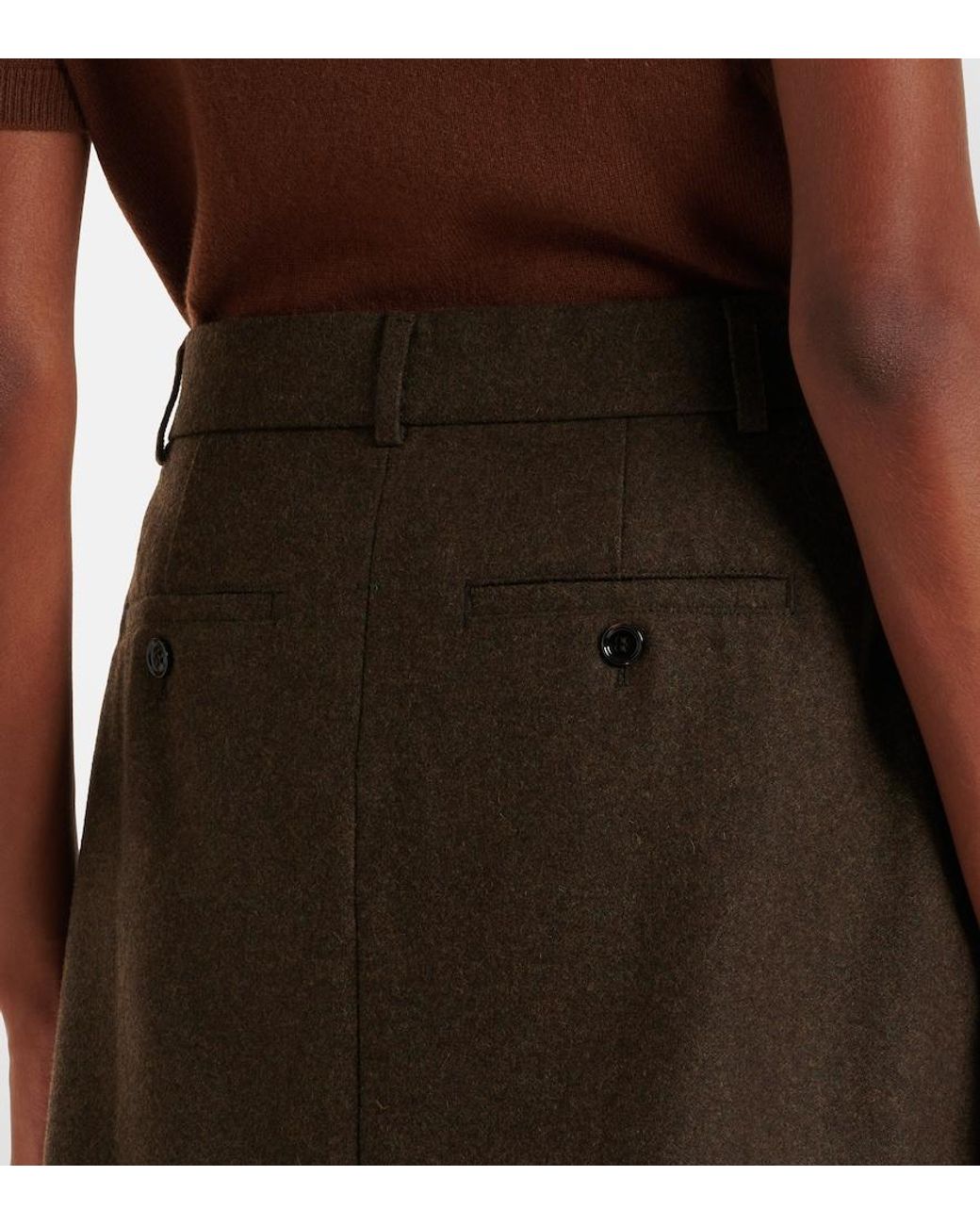 AMI Green Wool Flannel Miniskirt