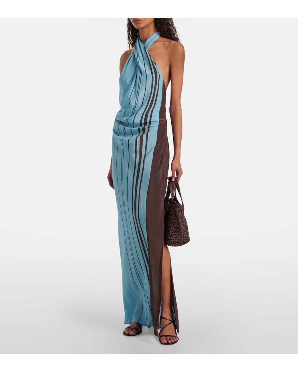 Sir Blue Rioja Striped Silk Crepe Maxi Dress