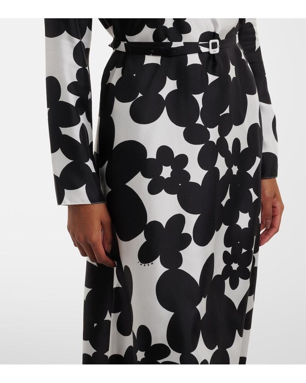 Marni Black Dilles Print Silk Dress