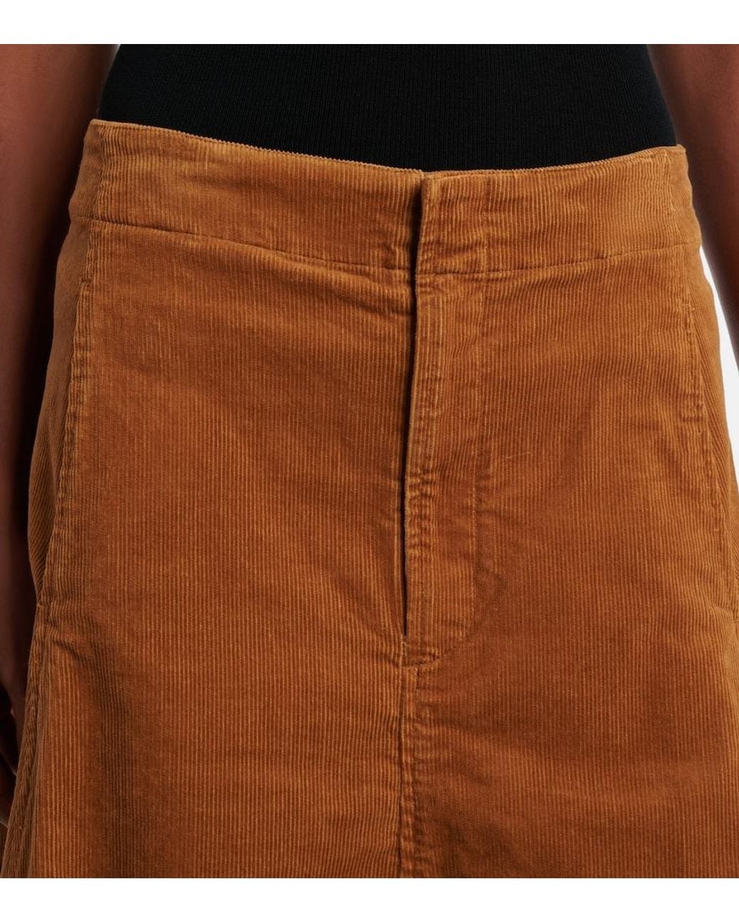 Polo Ralph Lauren Brown Cotton Corduroy Midi Skirt
