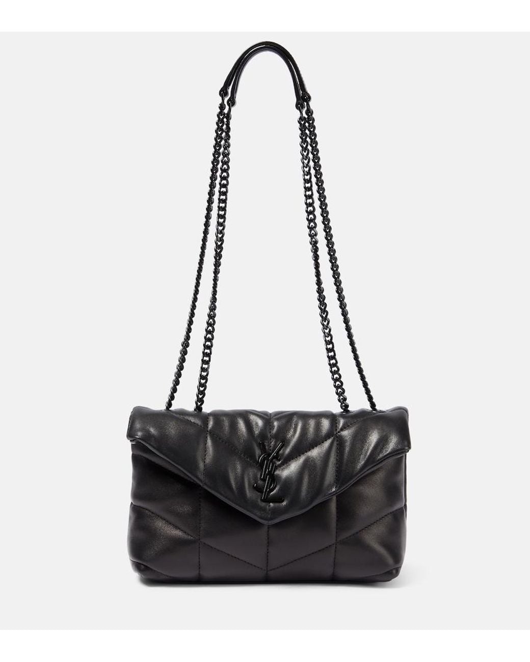 Saint Laurent Black Puffer Toy Leather Shoulder Bag
