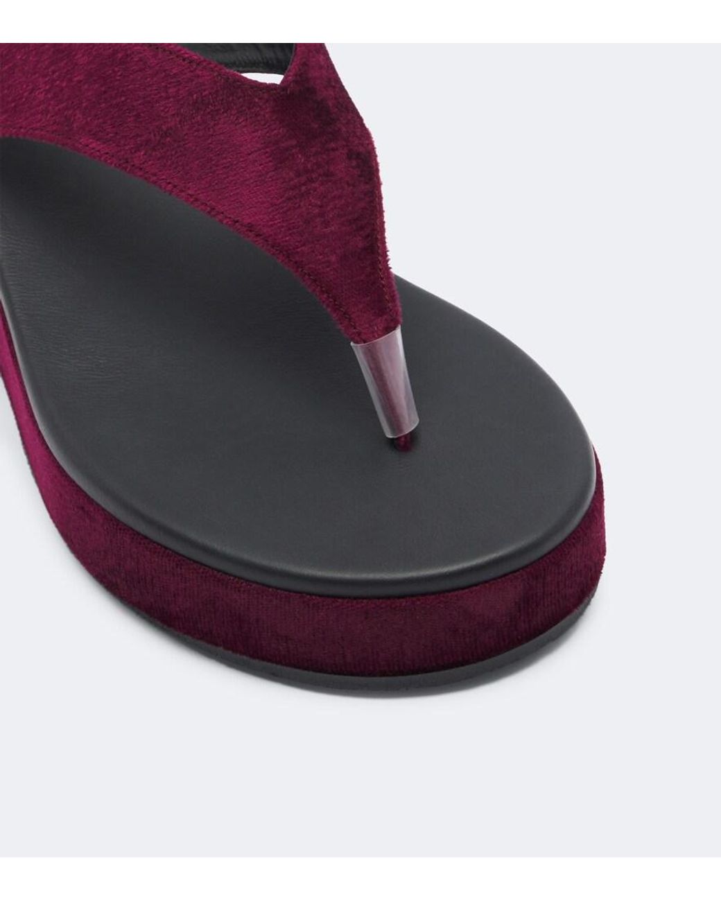 Ancient Greek Sandals Red Charys Velvet Platform Thong Sandals