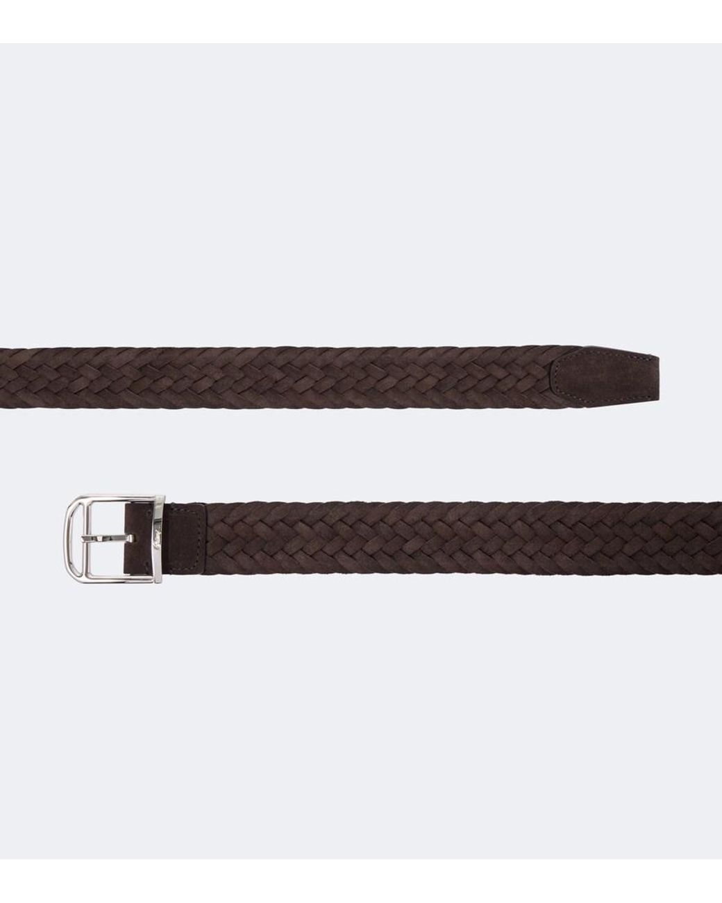 Brioni Brown Braided Suede Belt for men