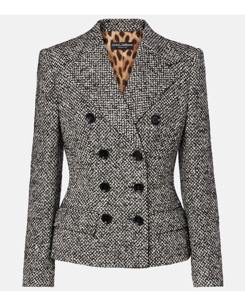 Dolce & Gabbana Gray Dolce&Gabbana Single Breasted Speckled Wool Blend Jacket
