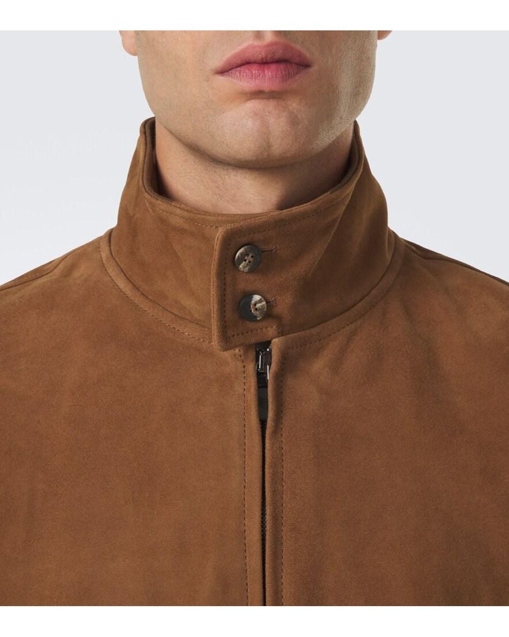 Frescobol Carioca Brown Canela Suede Jacket for men