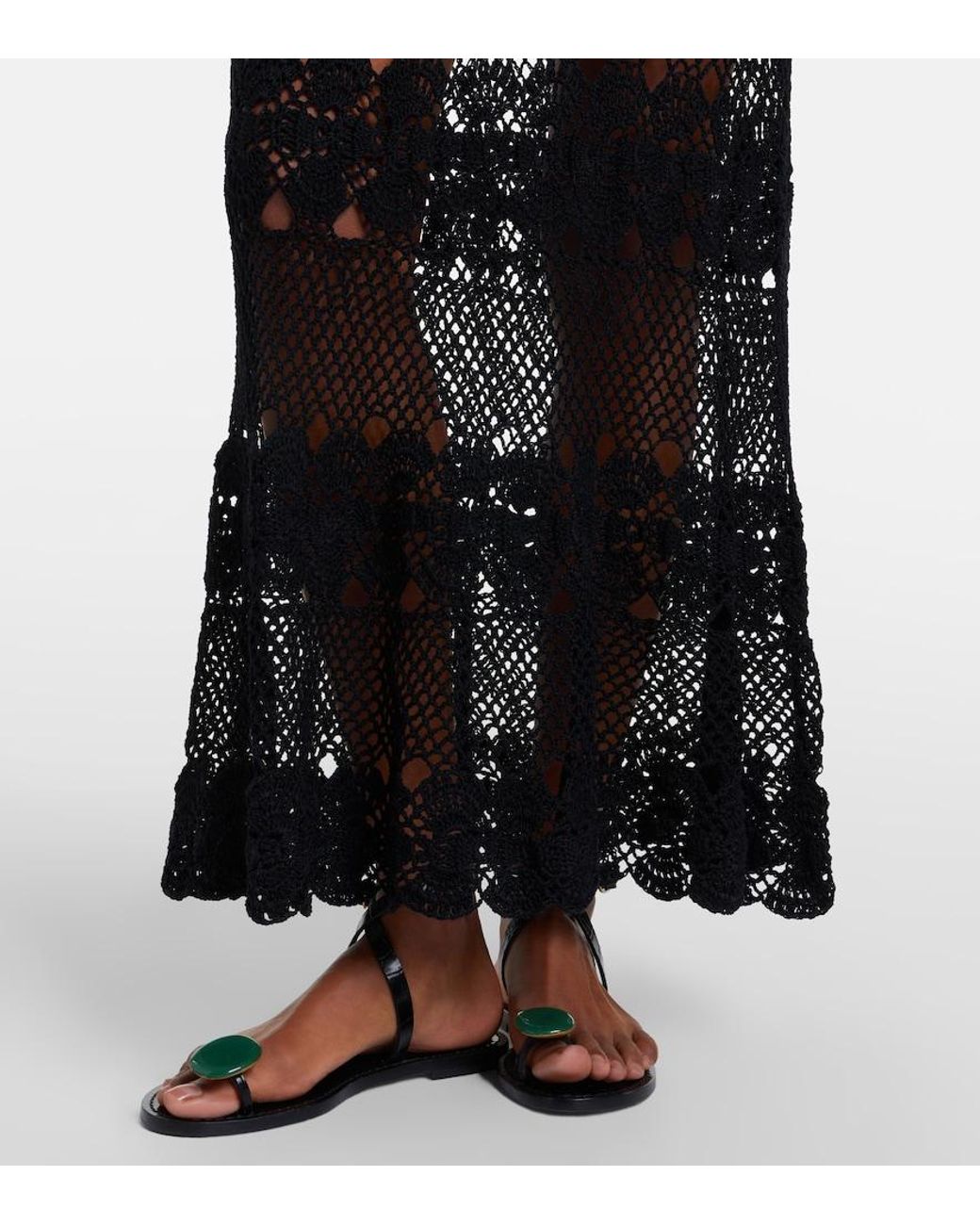 Anna Kosturova Black Marianne Crochet Cotton Maxi Dress
