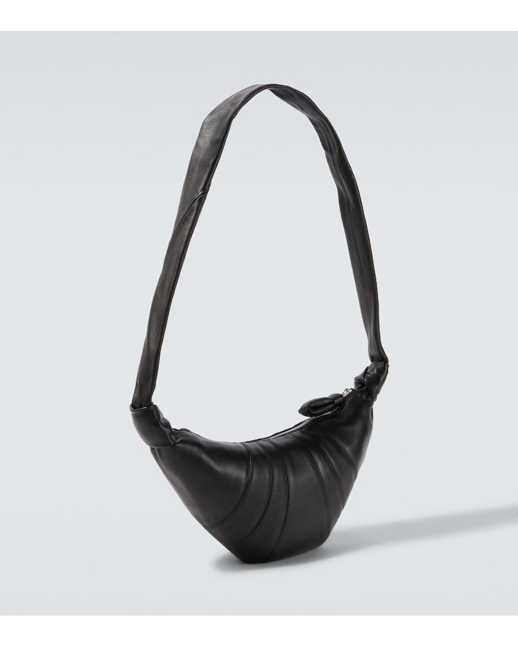 Lemaire Black Croissant Small Leather Shoulder Bag for men