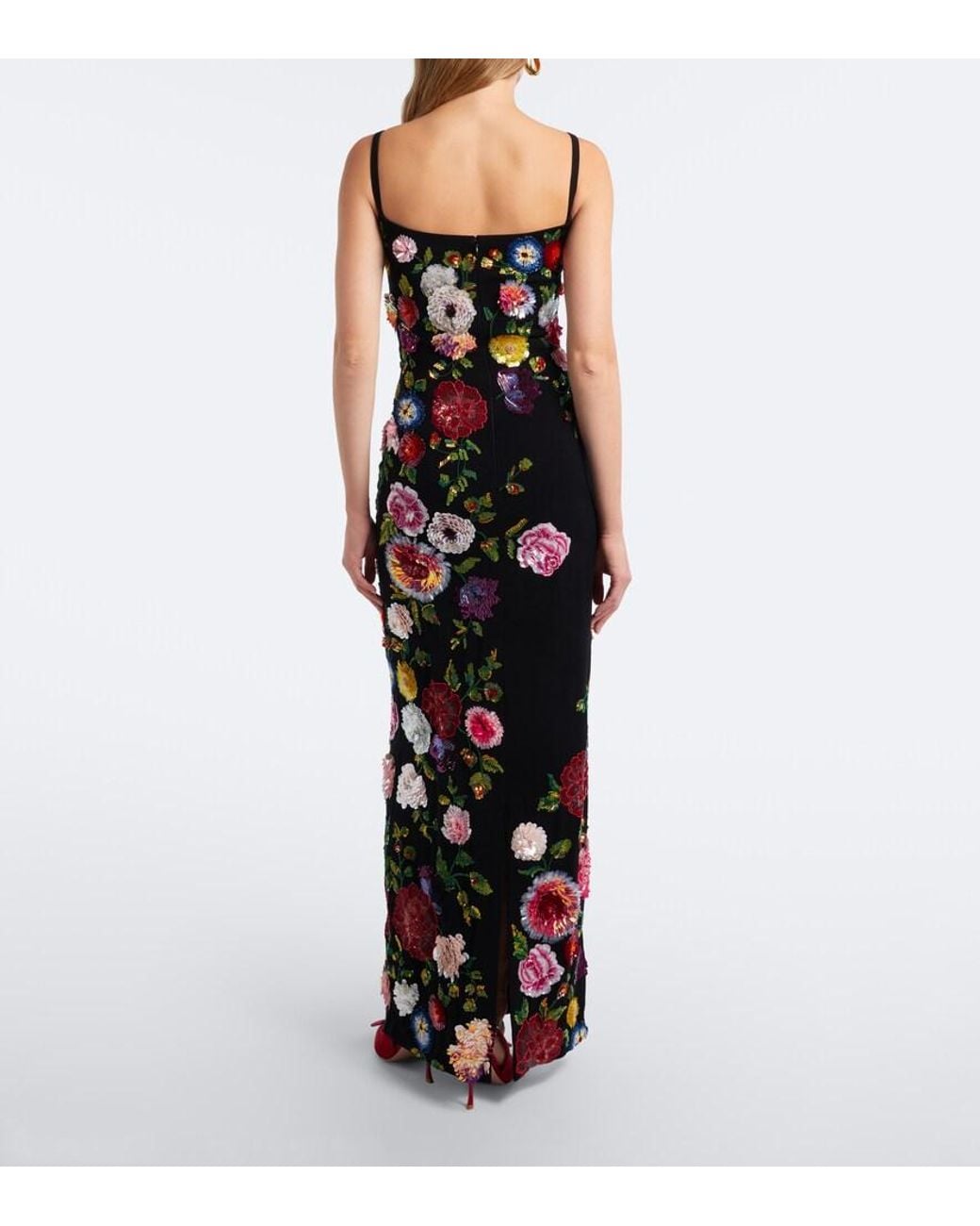 La Fuori White Noir Jardin Sequined Gown
