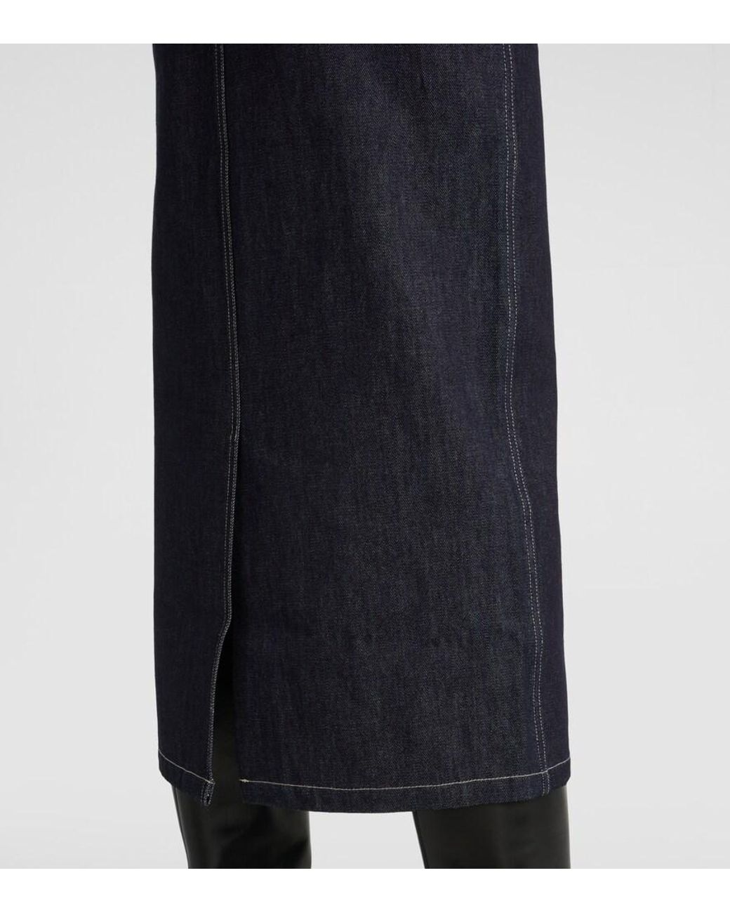 Co. Blue Cotton Denim Pencil Midi Skirt