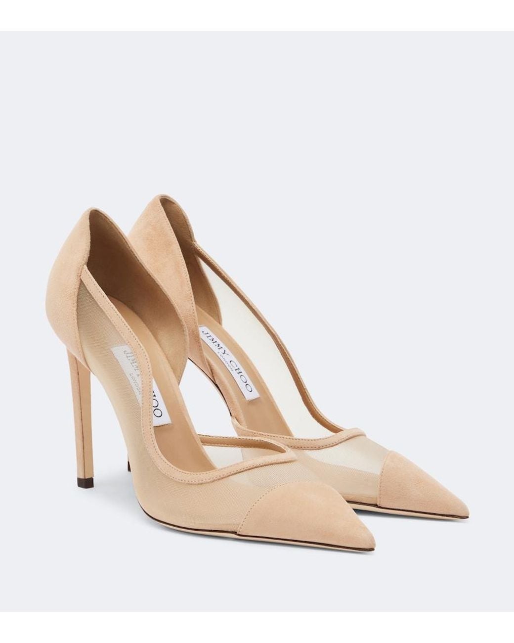 Jimmy Choo Natural Brigitte Suede And Mesh Pumps