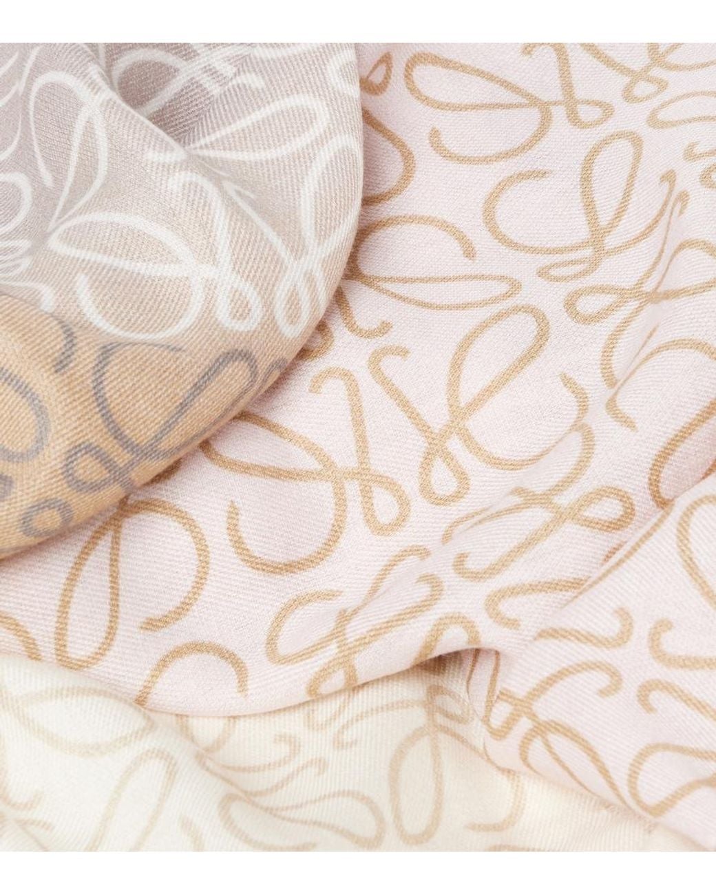 Loewe White Anagram Wool, Silk And Cashmere Scarf