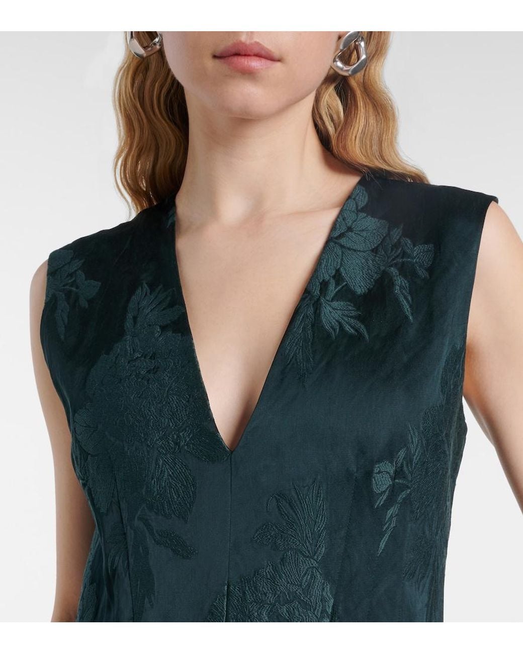 Dries Van Noten Blue Floral Jacquard Gown