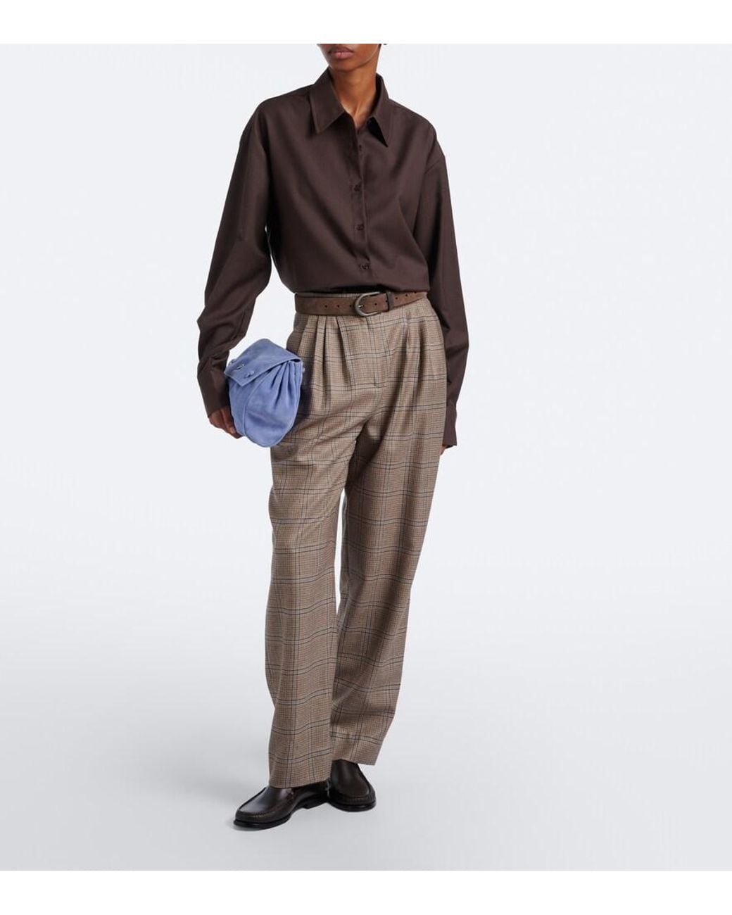 Staud Blue Cy Medium Suede Clutch