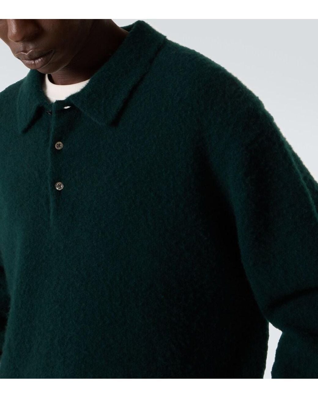 A.PRESSE Green Cashmere Polo Sweater for men