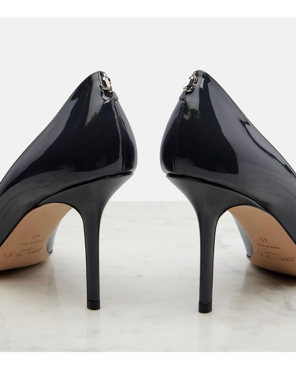 Jimmy Choo Blue Love 85 Patent Leather Pumps