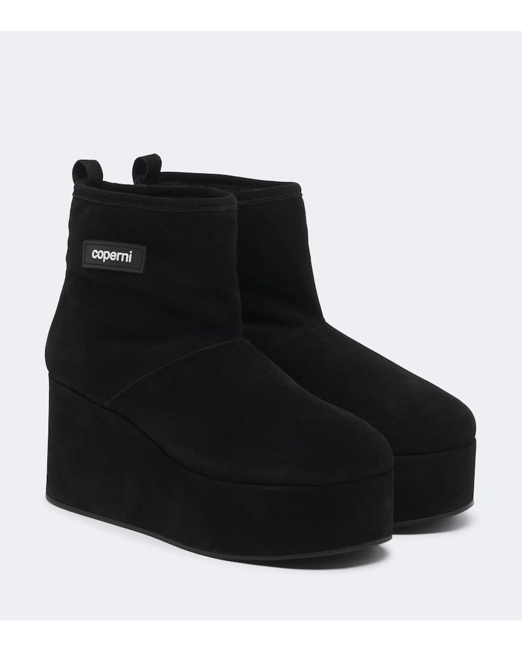 Coperni Black Shearling-Lined Suede Wedge Boots