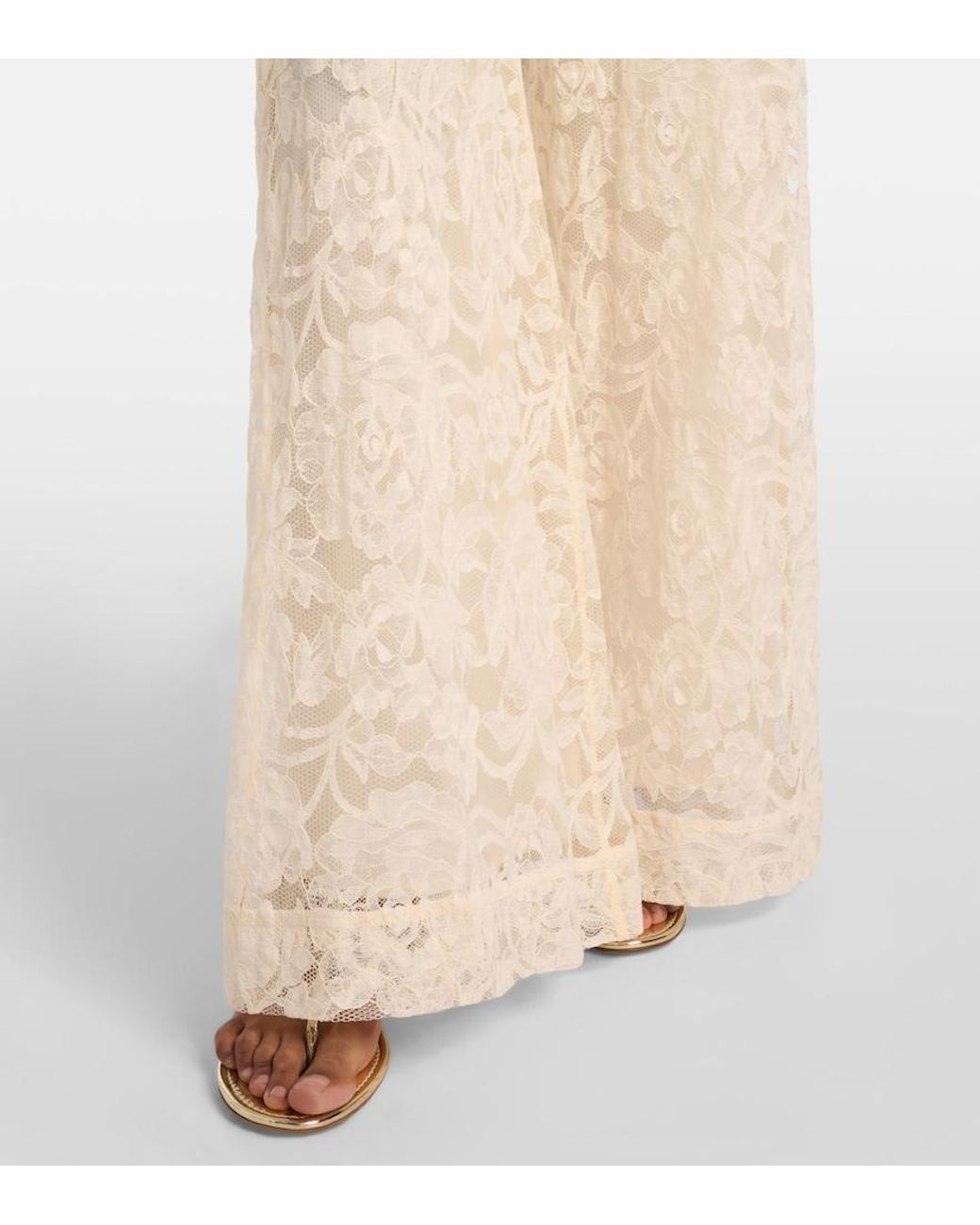 Zimmermann Natural Carousel Lace Wide-Leg Pants