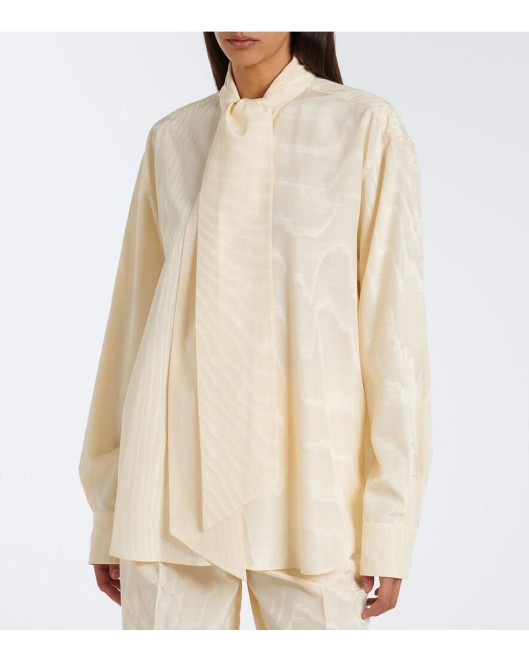 Stella McCartney White Tie-Neck Moire Blouse