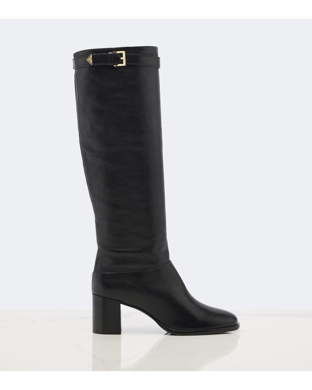 Prada Black Leather Knee-High Boots