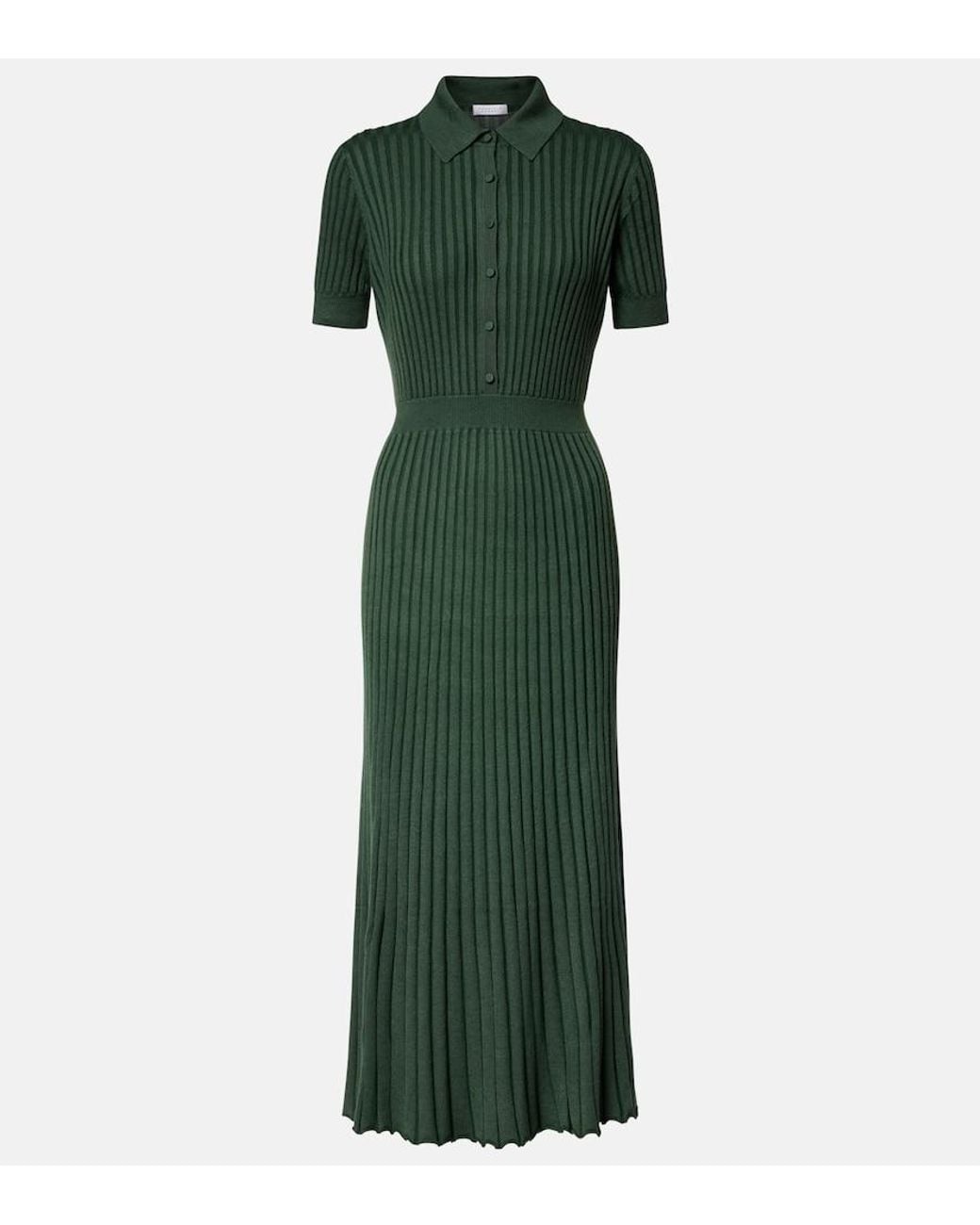 Gabriela Hearst Green Amor Cashmere And Silk Midi Dress