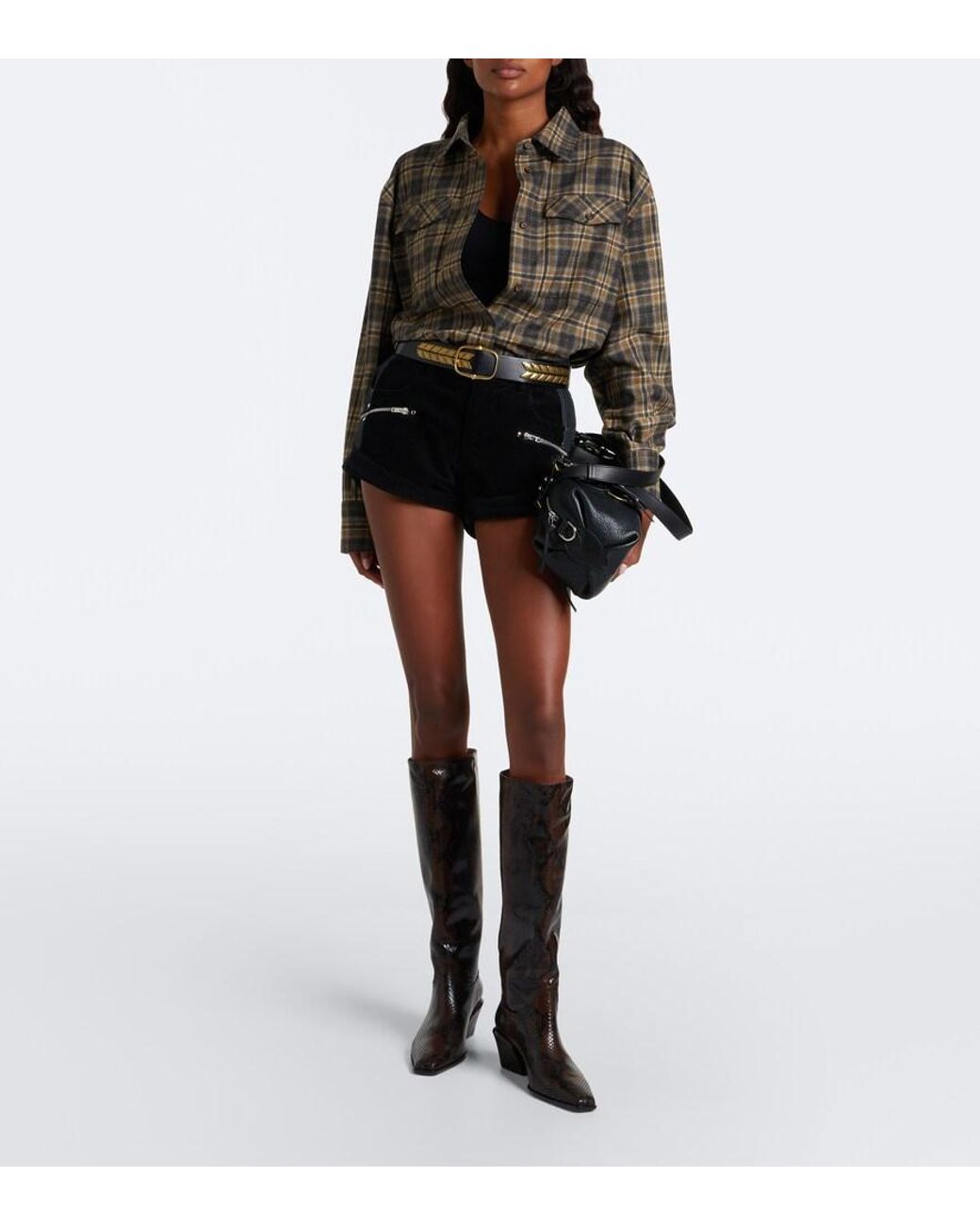 Paris Texas Black Bettina Snake-Effect Leather Knee-High Boots