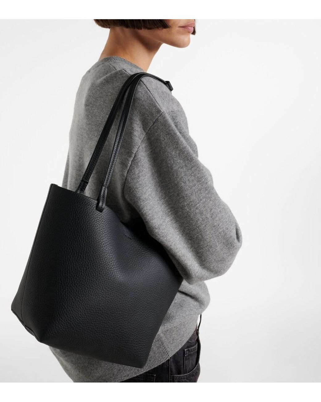 The Row Black Park Medium Leather Tote Bag