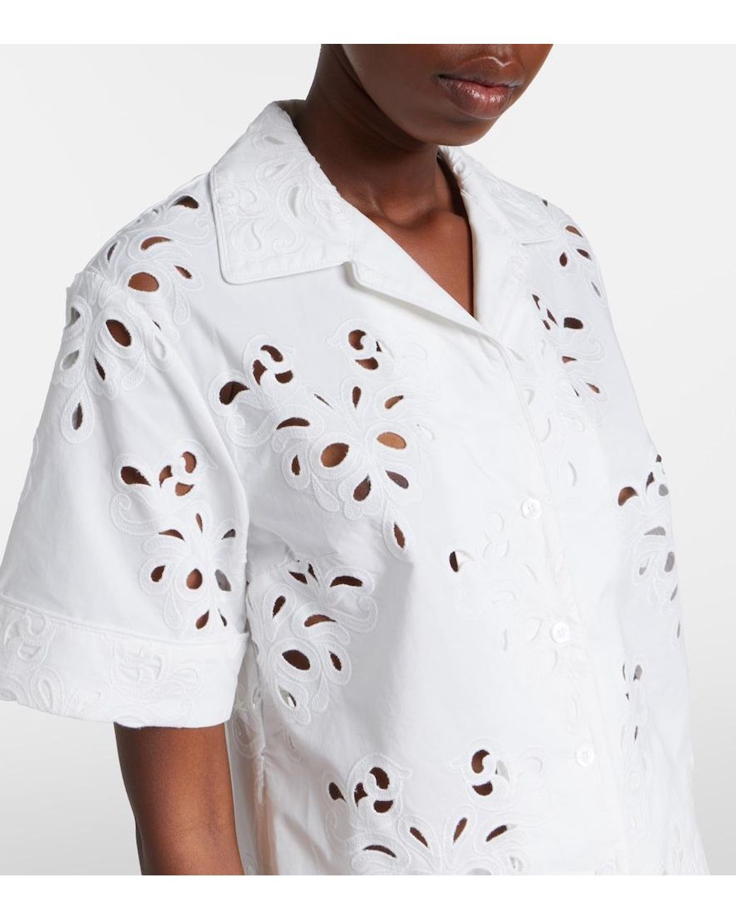 Rebecca Vallance White Artesan Broderie Anglaise Cotton-Blend Shirt