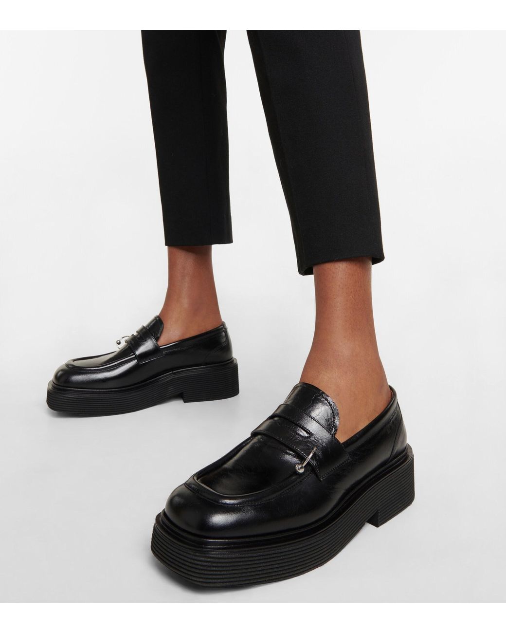 Marni Leather Platform Loafers in Black | Lyst