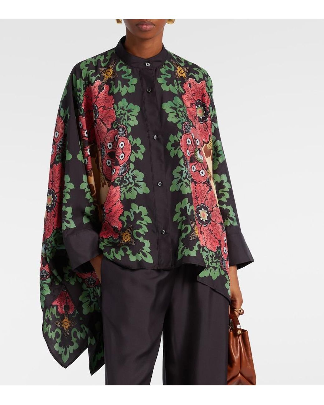 LaDoubleJ Red Foulard Printed Silk Twill Shirt