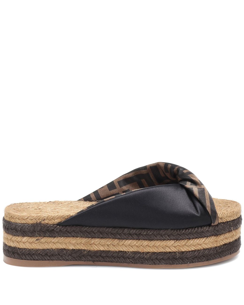 Fendi Satin Platform Espadrille Sandals in Black Lyst