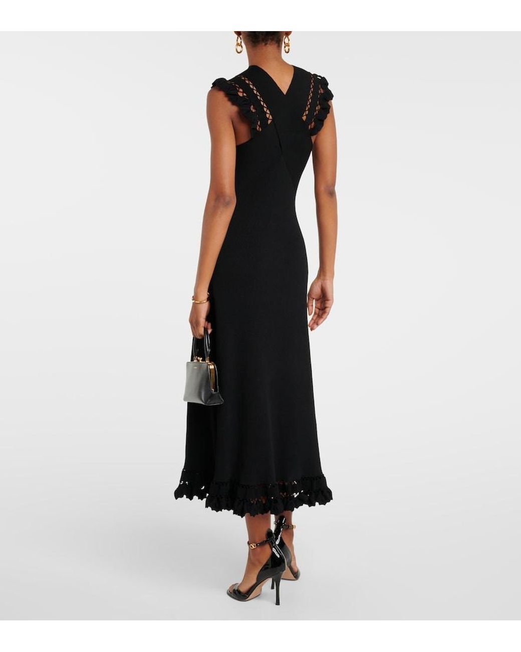 Ulla Johnson Black Fiora Ribbed-Knit Midi Dress
