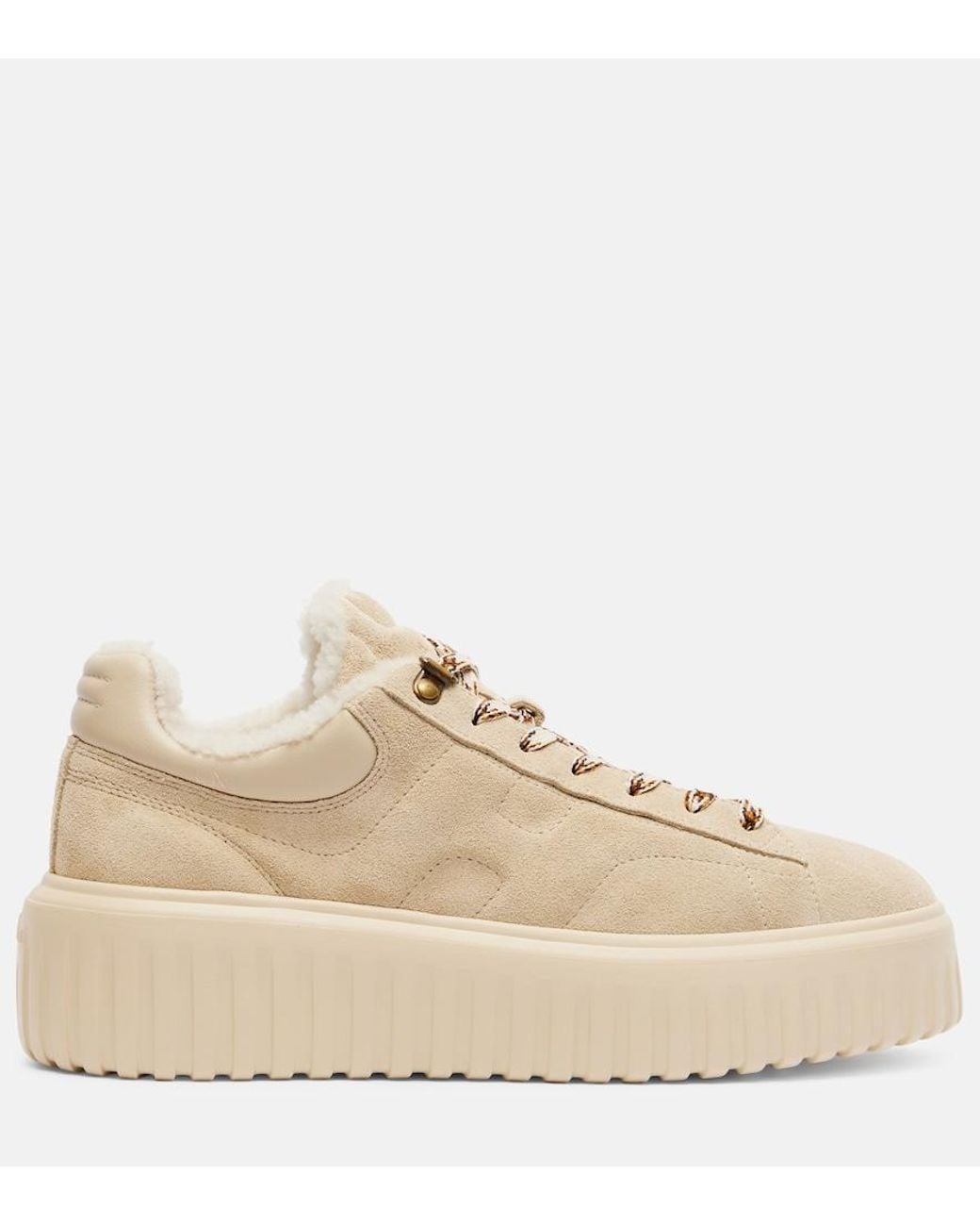 Hogan Natural H-Stripes Suede Platform Sneakers