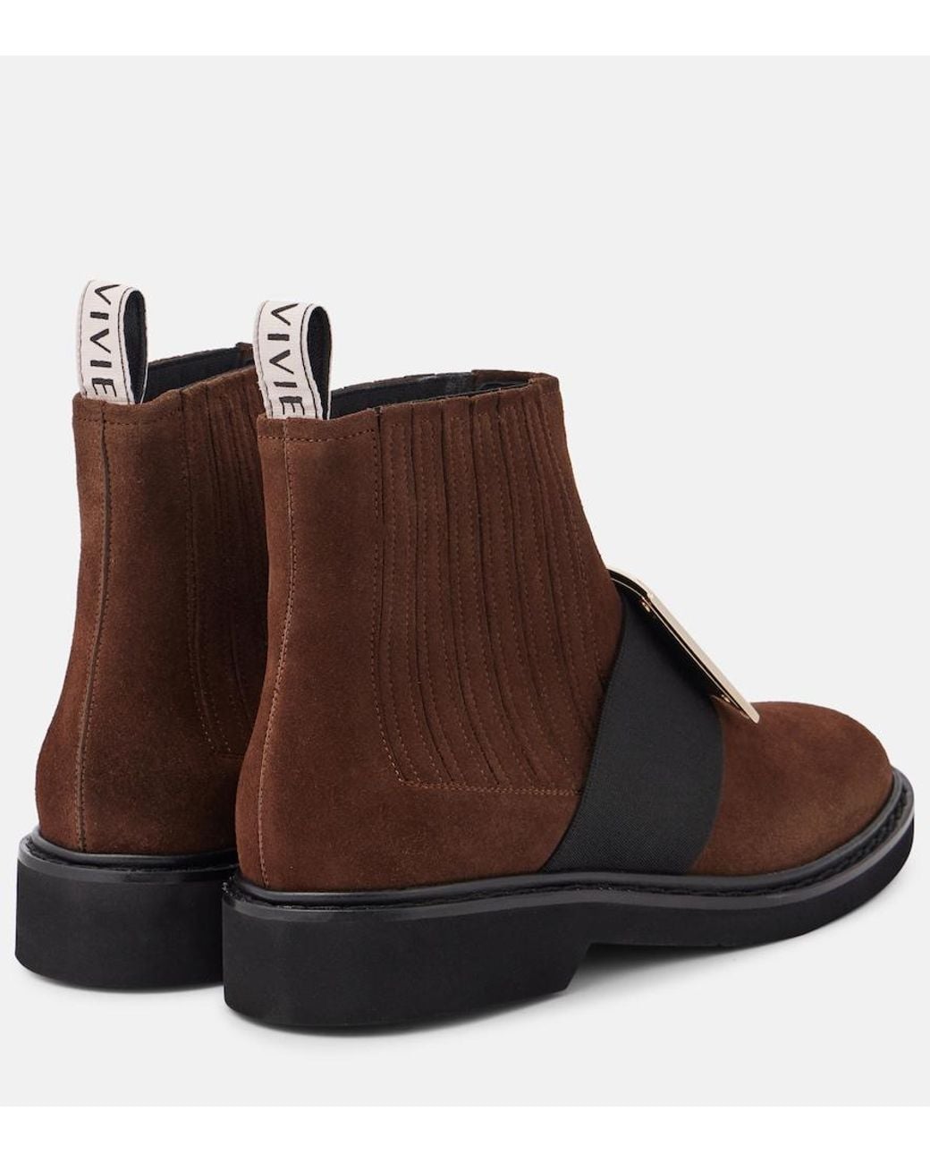 Roger Vivier Brown Viv' Rangers Suede Chelsea Boots