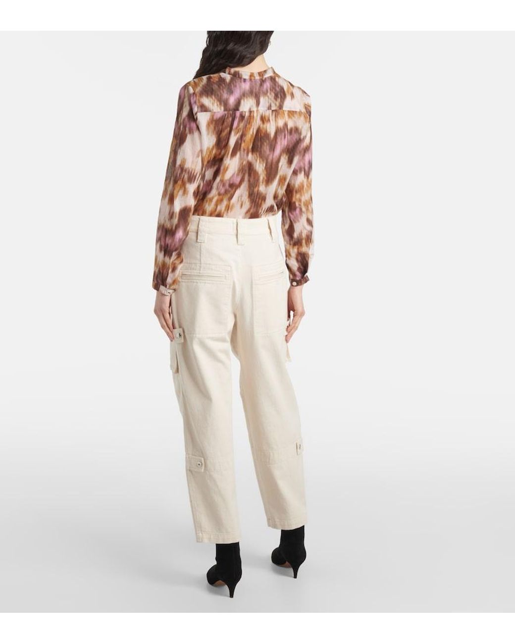 Isabel Marant Natural Jannick Low-Rise Cotton Cargo Pants