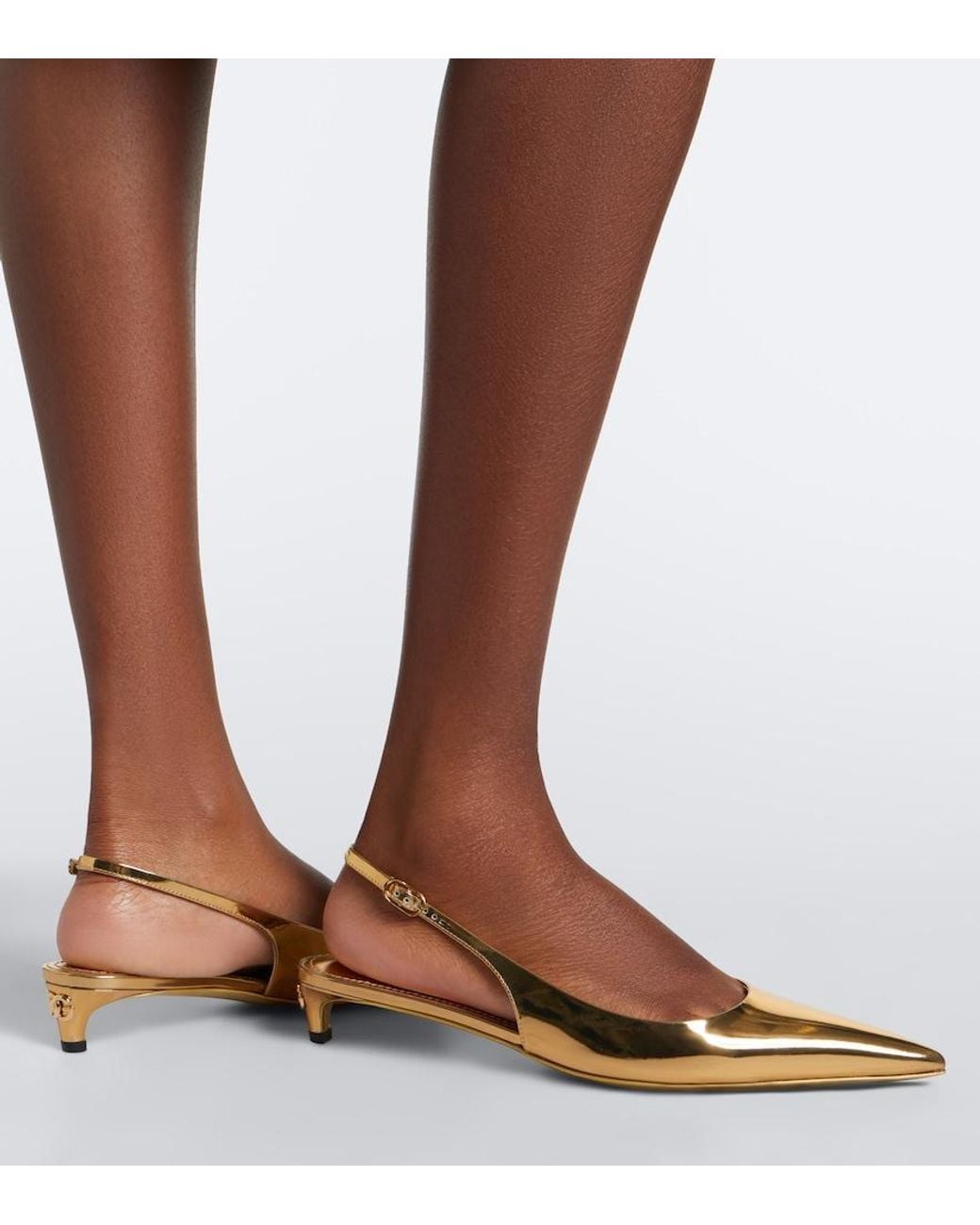 Dolce & Gabbana Metallic Patent Leather Slingback Pumps