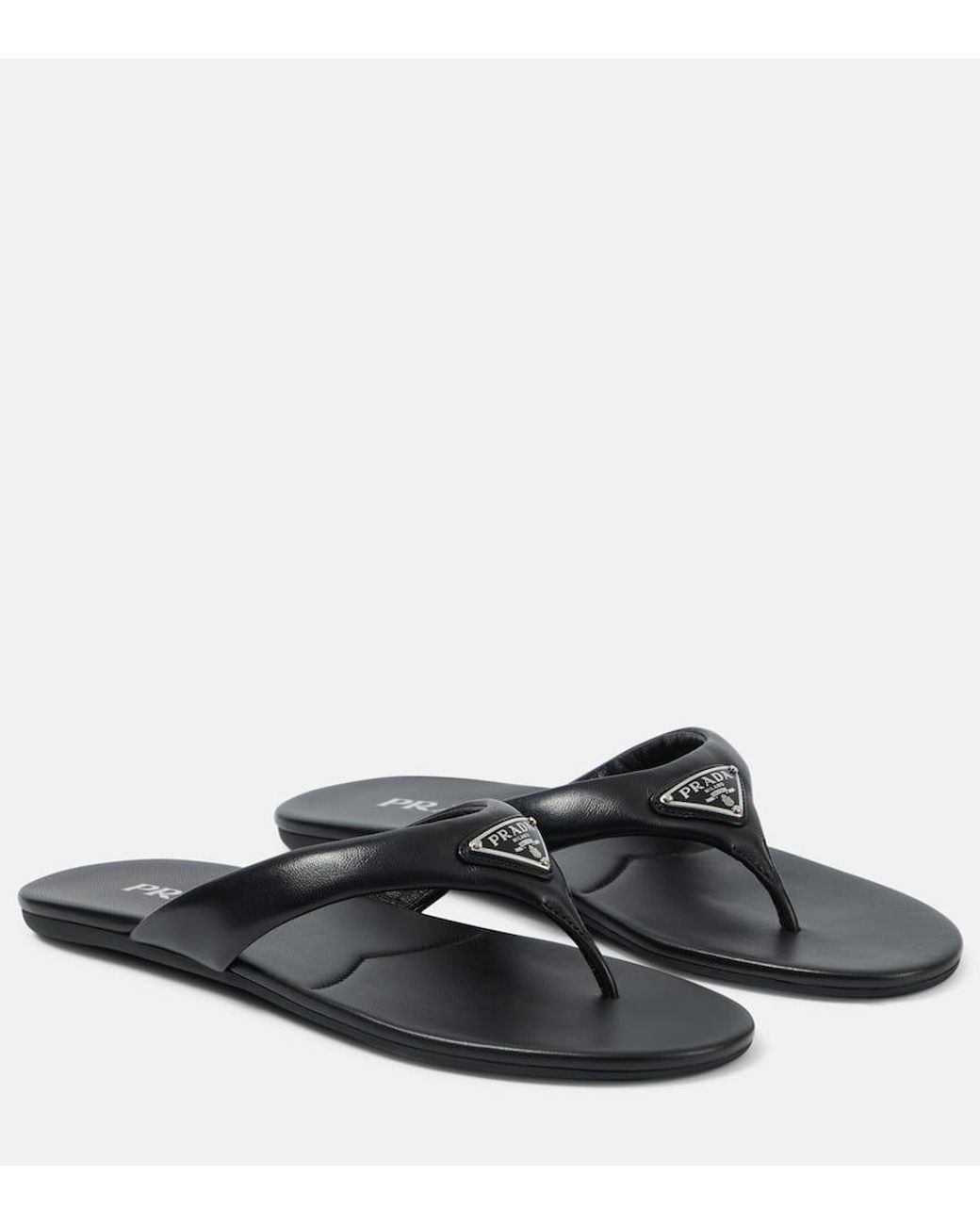 Prada Leather Sandal in Black | Lyst Canada