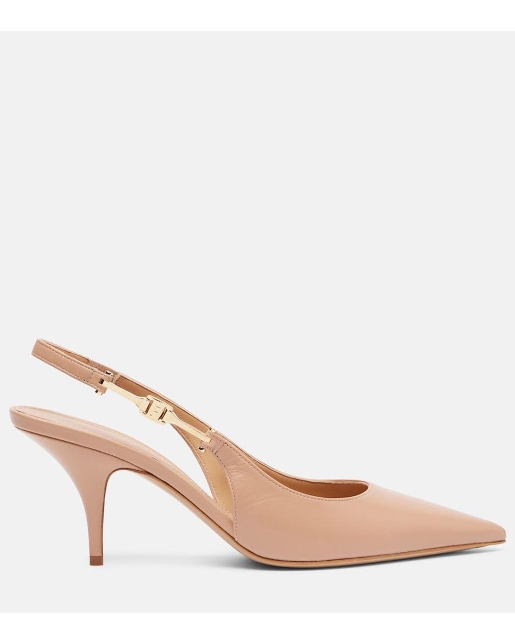 Ferragamo Natural Tally 70 Leather Slingback Pumps