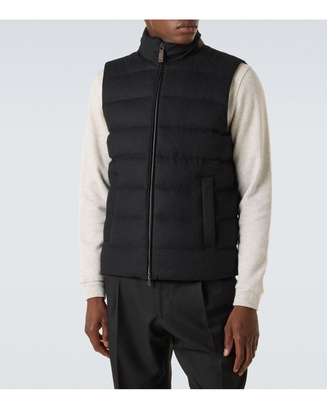 Herno Black Down-Paneled Silk And Cashmere Vest for men