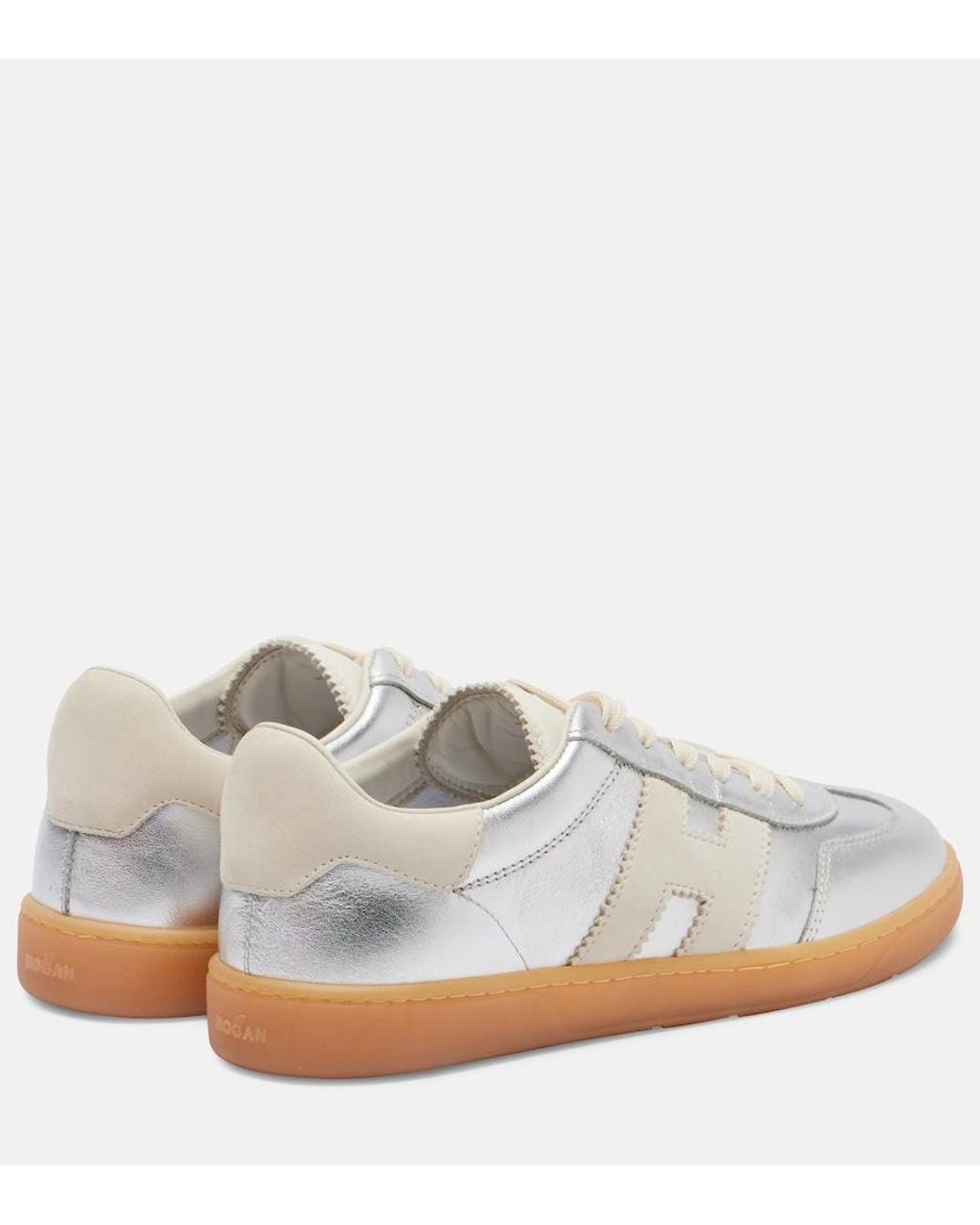 Hogan White Cool Metallic Leather Sneakers