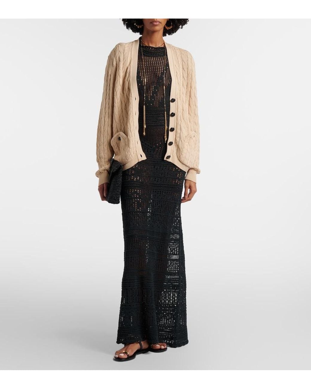 Blazé Milano Natural Ket Cable-Knit Cotton Cardigan