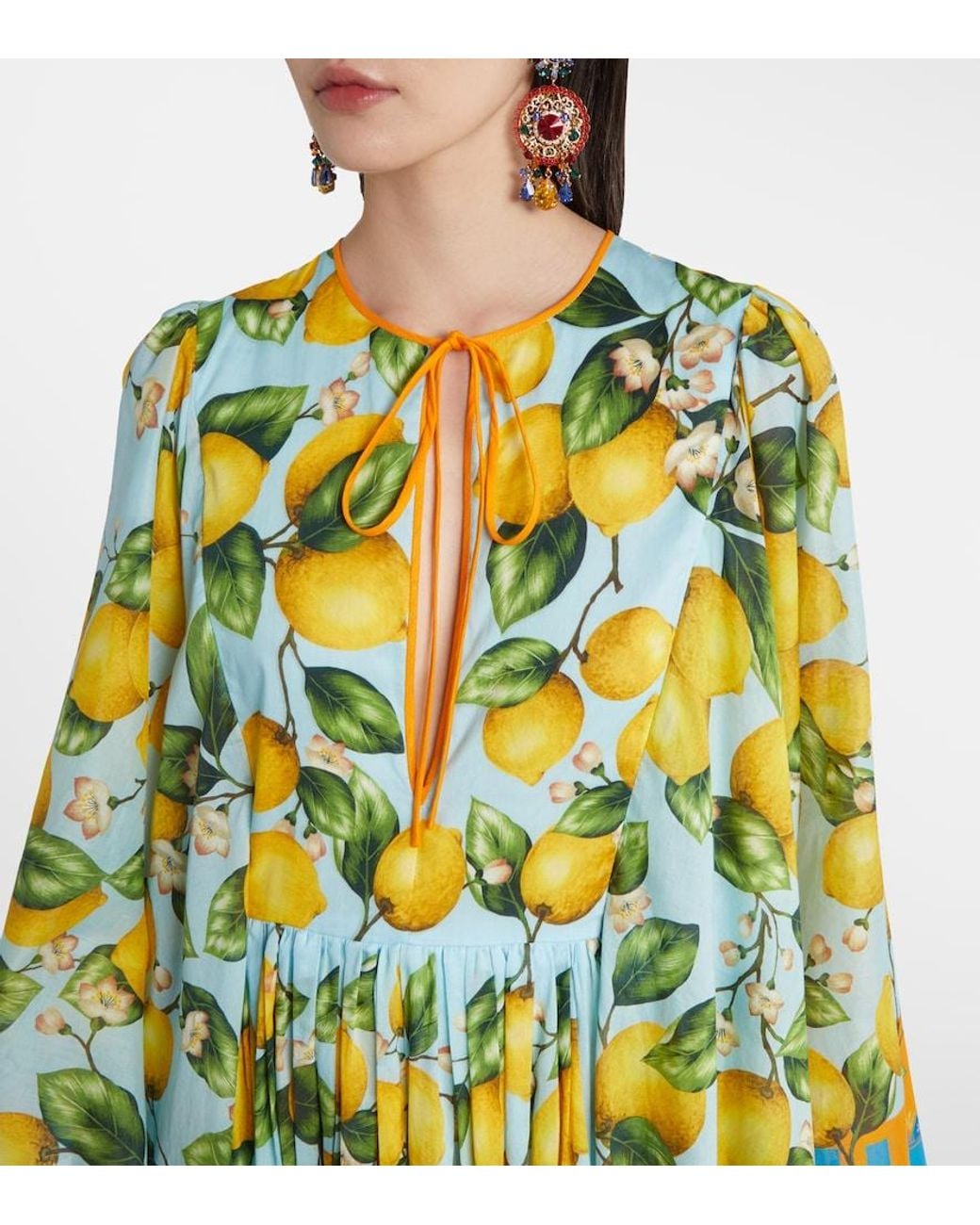 Dolce & Gabbana Yellow Taormina Printed Cotton Kaftan