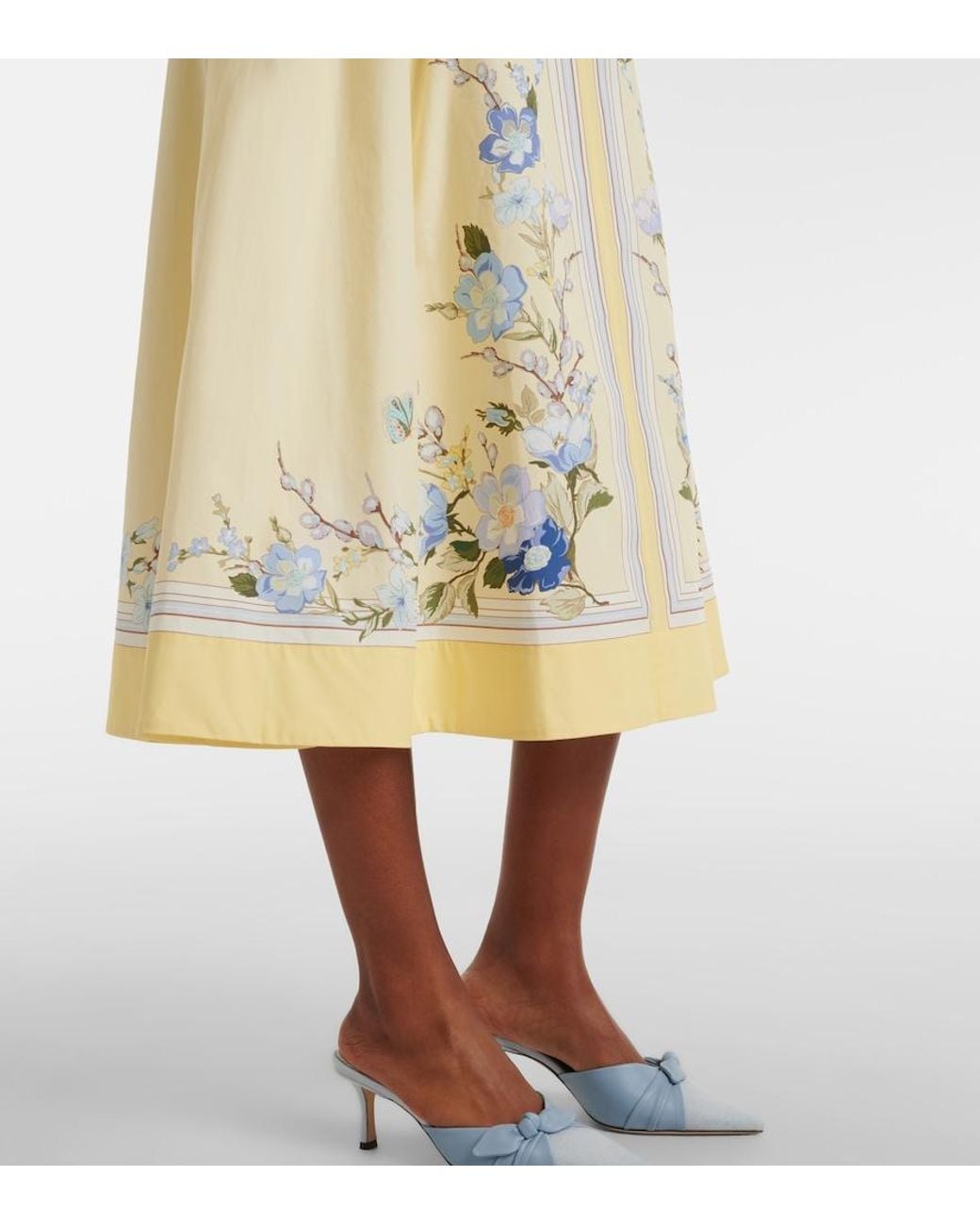 Self-Portrait White Floral Cotton Poplin Midi Dress