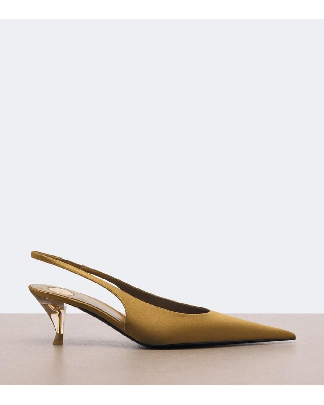 Saint Laurent Metallic Fanny Satin Slingback Pumps