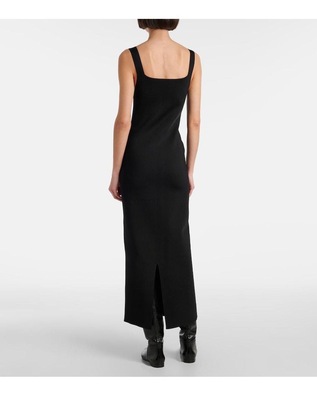Khaite Black Dixi Knitted Midi Dress