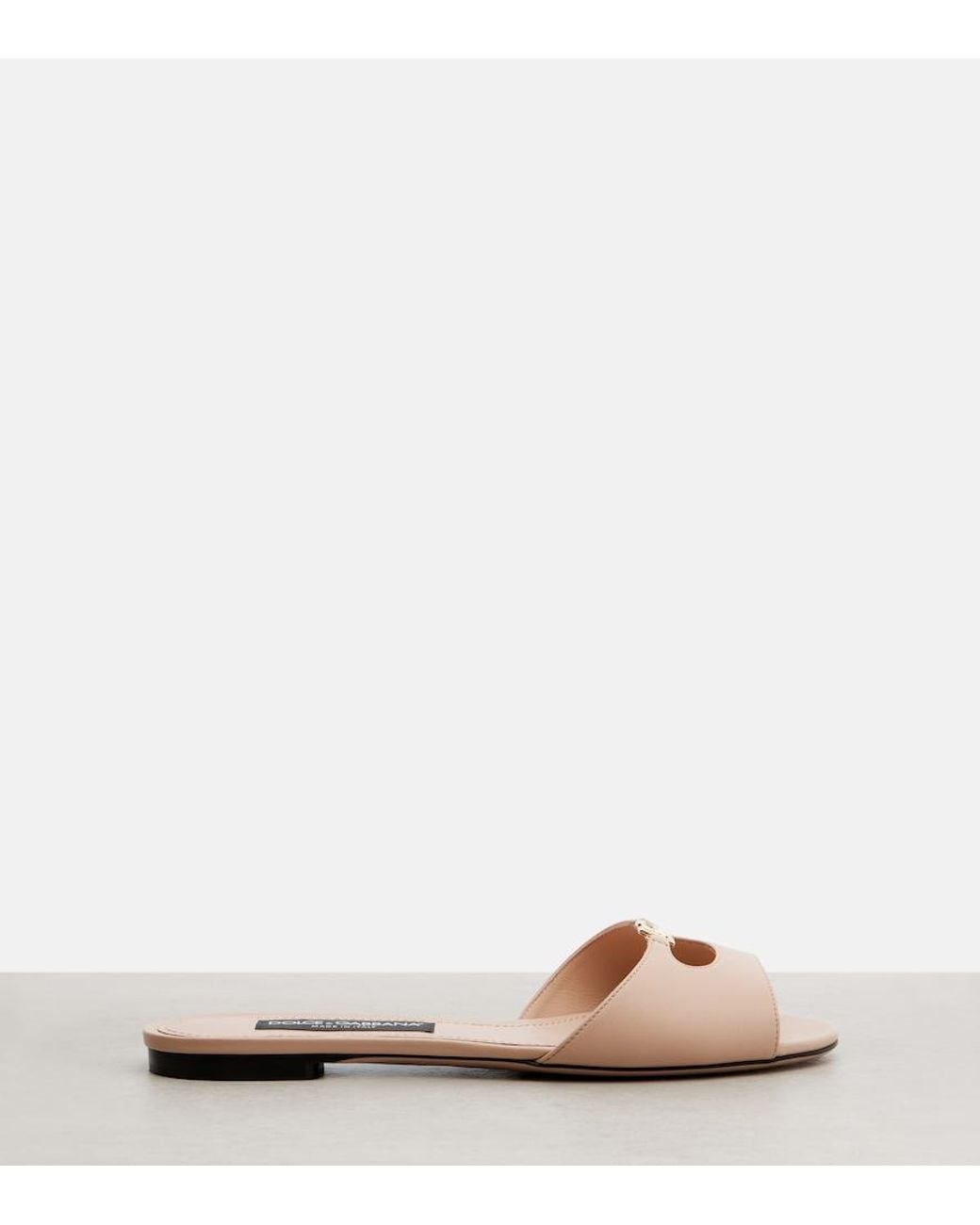 Dolce & Gabbana Brown Dg Leather Slides