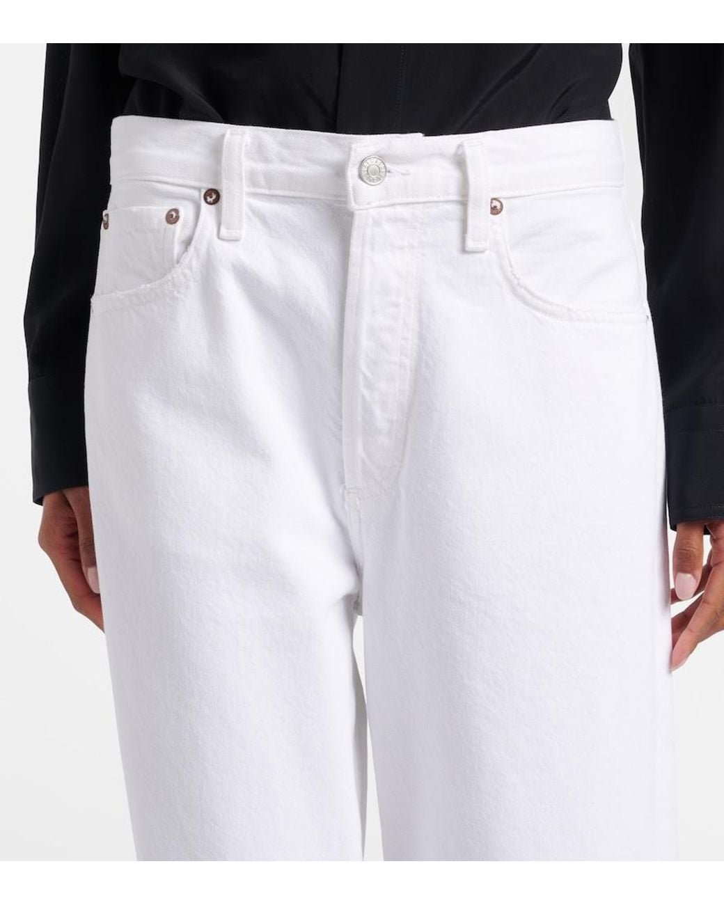 Agolde White Low Slung Baggy Wide-Leg Jeans