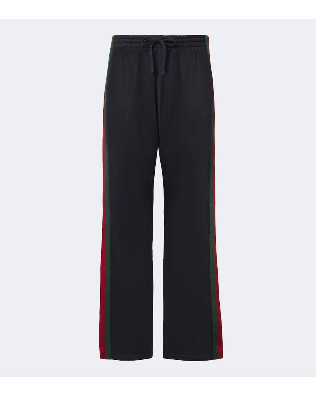 Gucci Blue Web Stripe Silk And Cotton Wide-Leg Pants for men