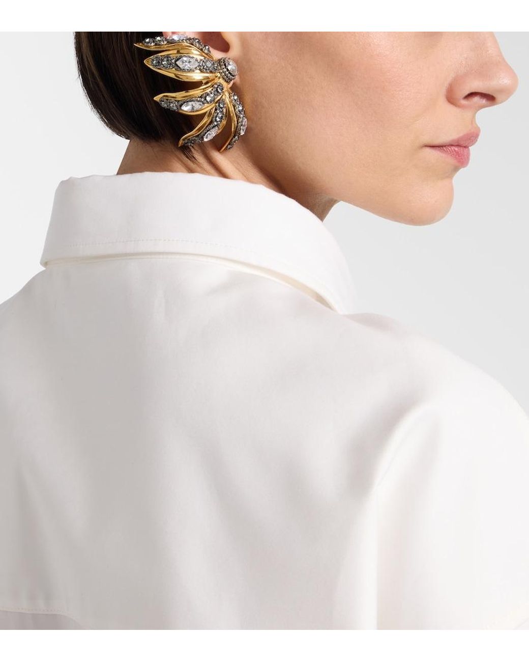 Balenciaga White Bloom Embellished Earrings
