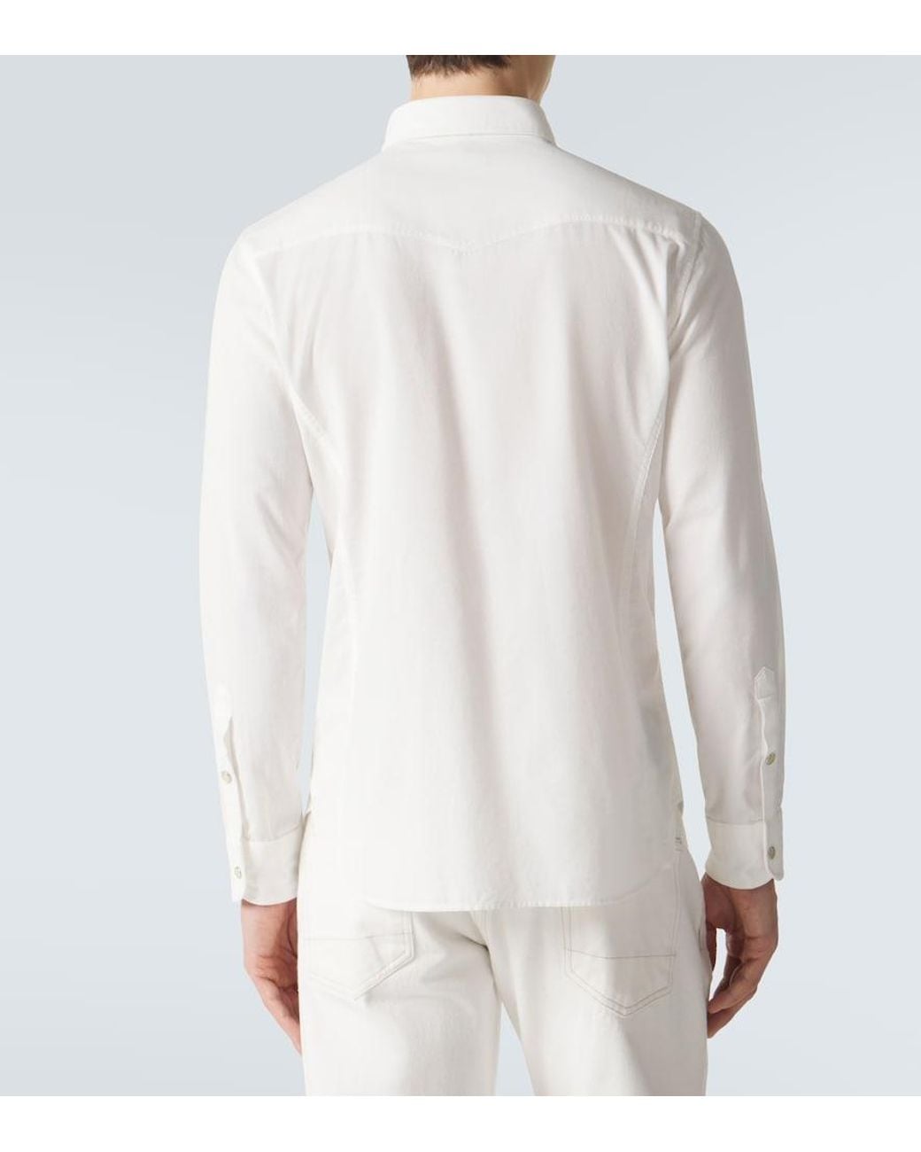 Tom Ford White Cotton Corduroy Western Shirt for men
