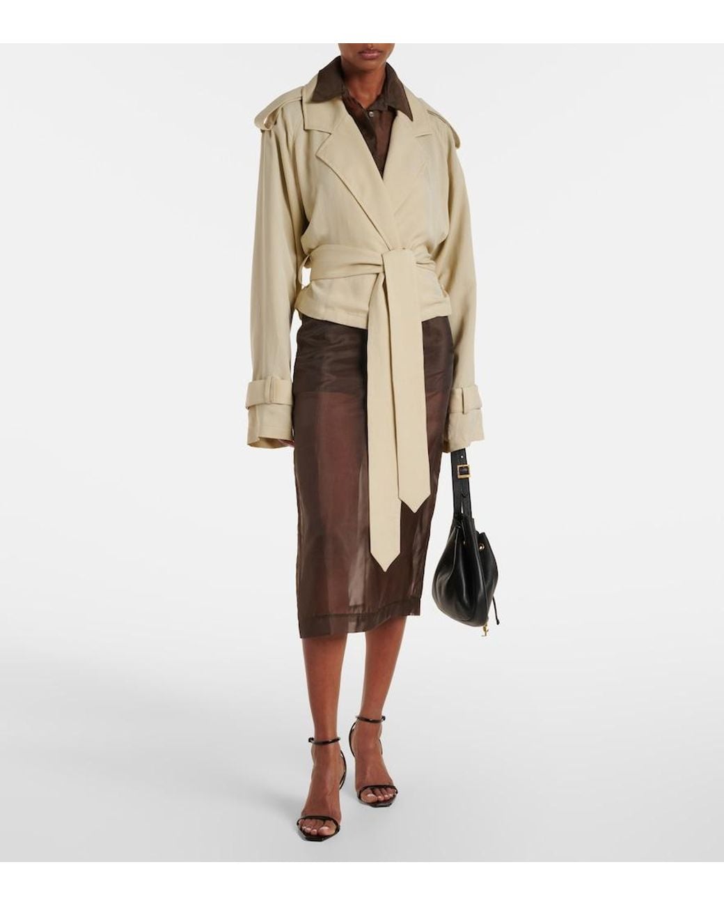 Frankie Shop Natural Simona Cropped Trench Coat